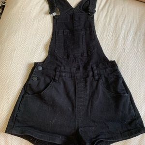 Black overall shorts